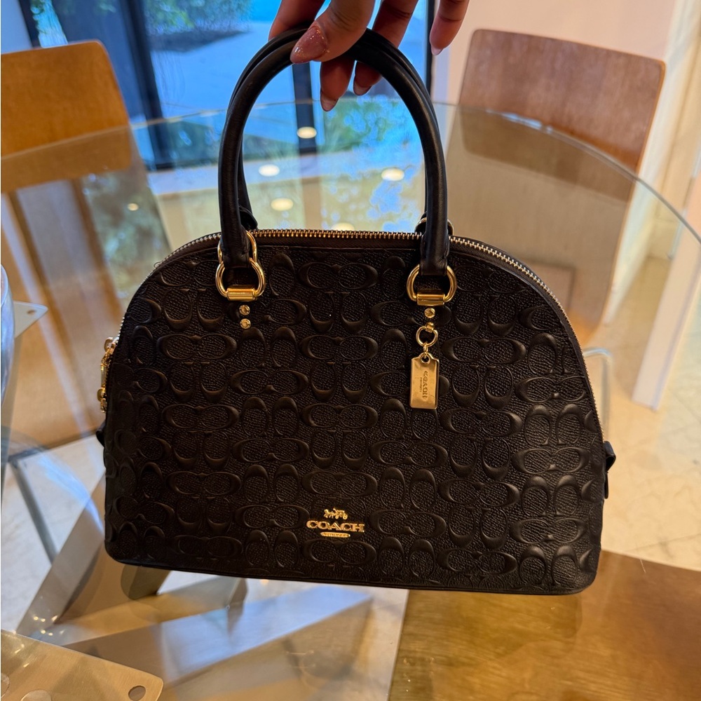 Coach Black Signature Bag with Gold Hardware